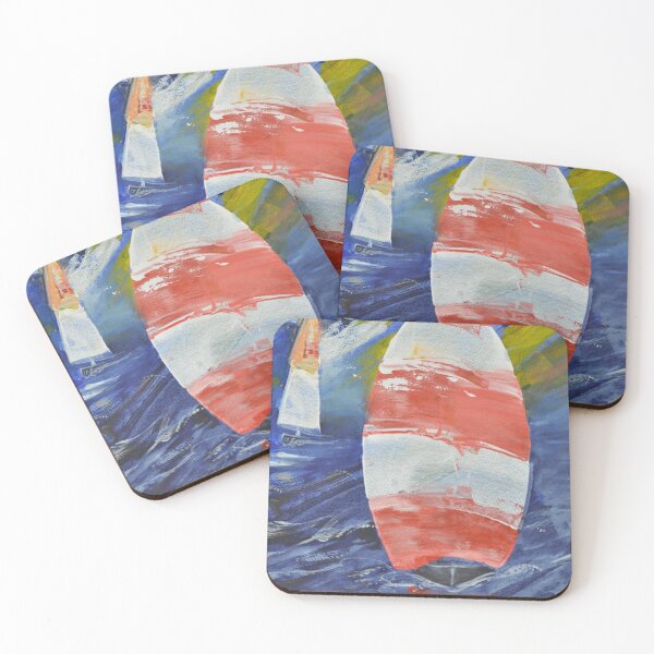 Item preview, Nautical Sail Boat Racing Artwork " Sailing Boat's Yachts on Water Painting"  designed and sold by BeachStylz.