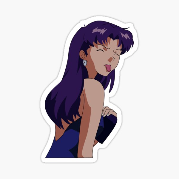 Misato sticking out his tongue Sticker