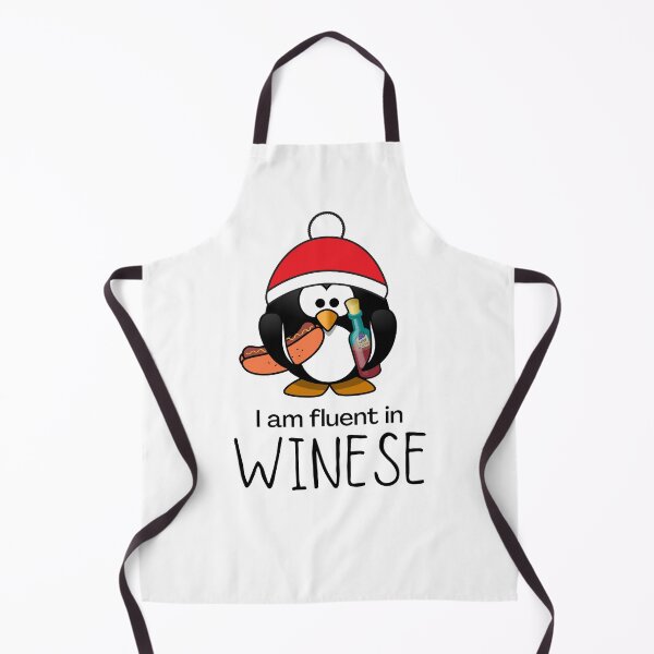 Item preview, I am fluent in Winese | Cute Santa Penguin with a Wine Bottle and a Wiener designed and sold by InkItStudio.