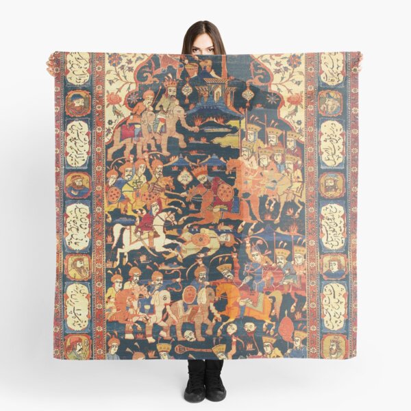 Aperçu de l'œuvre Tapis pictural Isphahan Tapis persan central imprimé créée et vendue par Vicky Brago-Mitchell®.