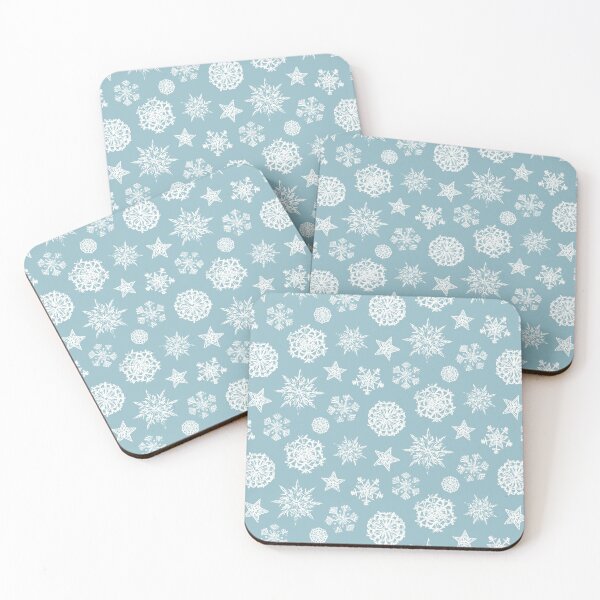 Item preview, White Snowflakes and Stars Pattern On Light Blue designed and sold by rustydoodle.