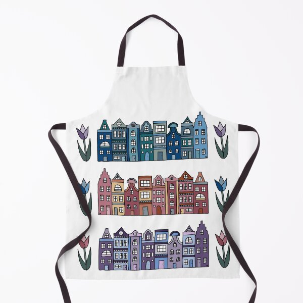 Amsterdam Houses and Tulips || Travel || Buildings || Pattern || Netherlands Apron