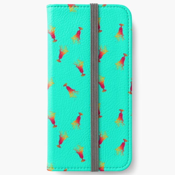 Retro Ice Cream Sundae Milkshake Pattern in Cyan iPhone Wallet