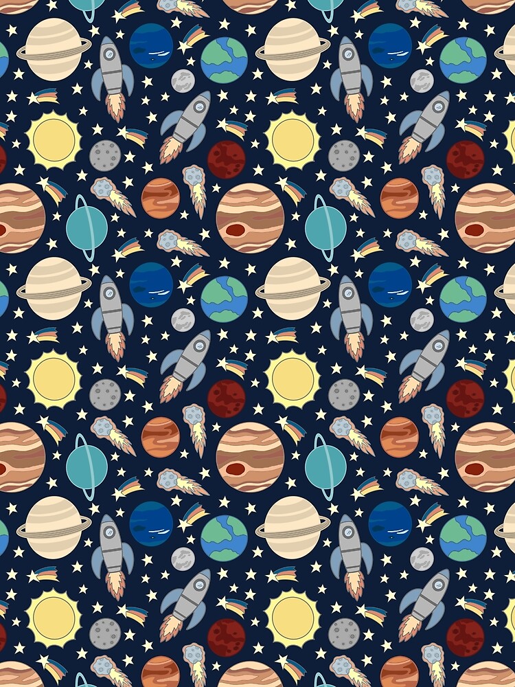Thumbnail 3 of 3, Scarf, Space pattern designed and sold by cwillustration.