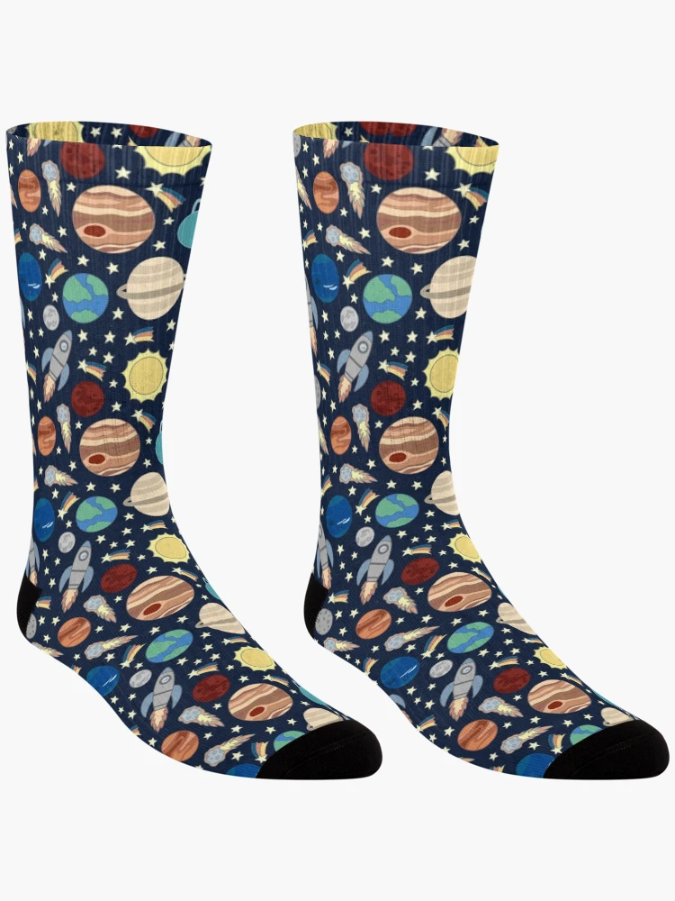 Thumbnail 3 of 5, Socks, Space pattern designed and sold by cwillustration.
