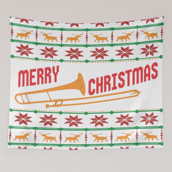 Item preview, Trombone Merry Christmas Ugly Knitted Sweater Look designed and sold by dhajr.