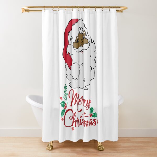 "Black Santa Claus Christmas TShirt" Shower Curtain for Sale by