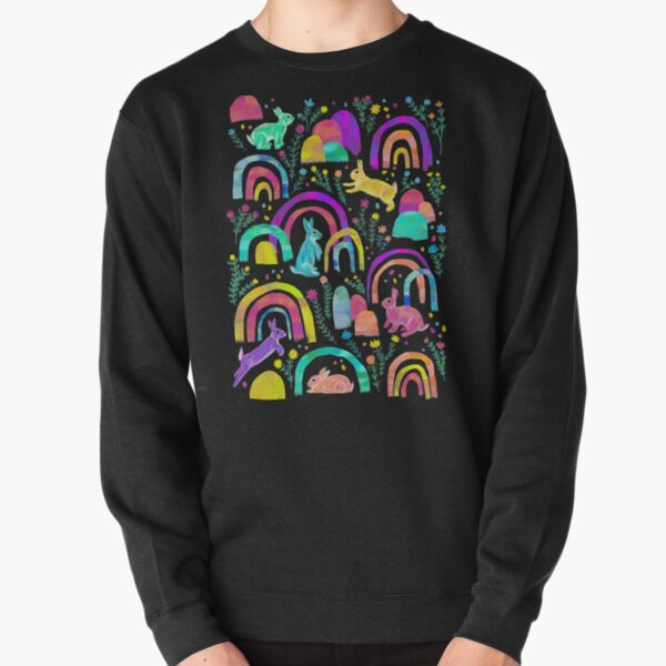 Rainbow Rabbits - black Pullover Sweatshirt