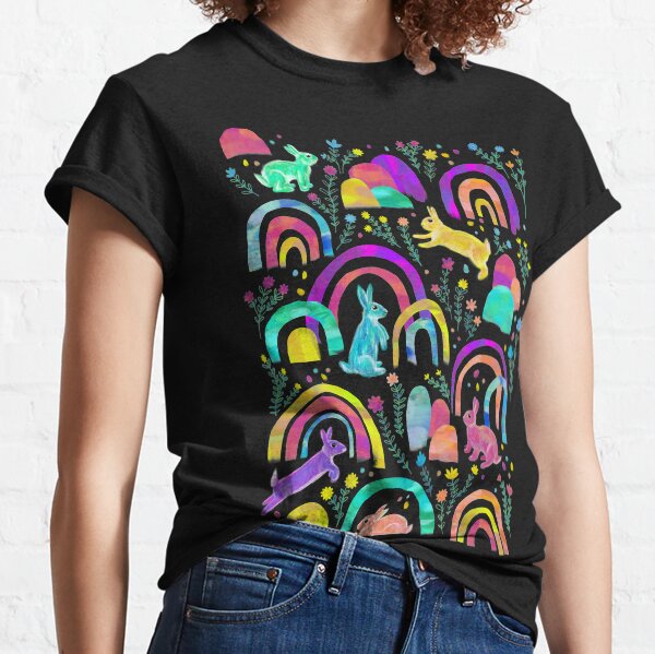 Rainbow Rabbits - black Classic T-Shirt
