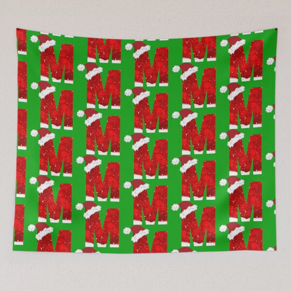 Item preview, Snowy Letter M with Santa Hat designed and sold by LiveAndGlow.