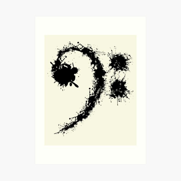 Bass Clef Black - Funny Music Lovers Gift Art Print