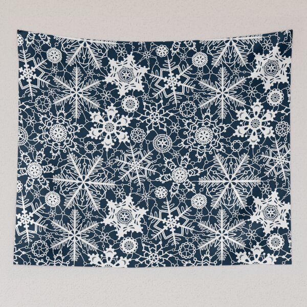 Item preview, Crochet white snowflakes on dark blue pattern designed and sold by natalyon.