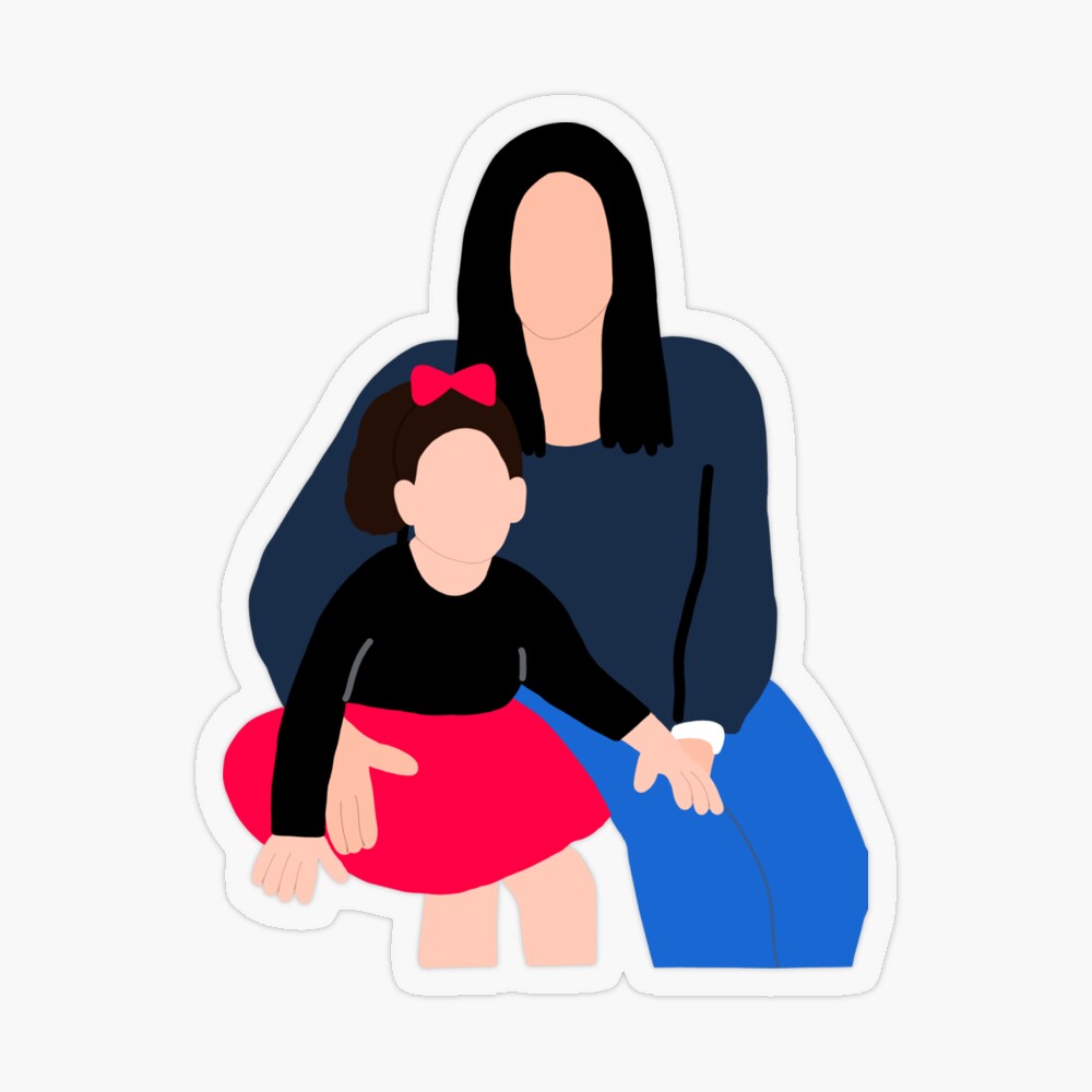 Mother Daughter Faceless Portrait | Sticker