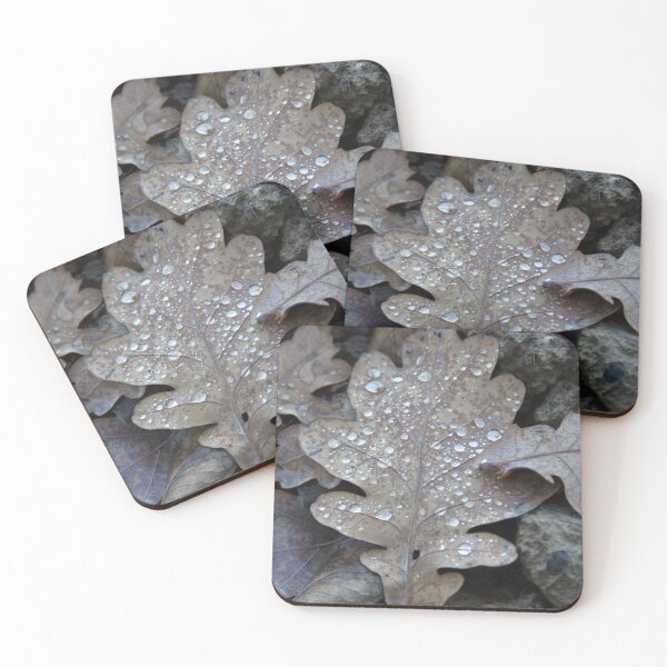 Item preview, Oak leaf in autumn and pearls drops of water designed and sold by EstelleRossetti.