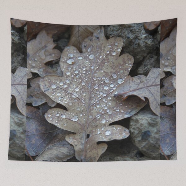 Item preview, Oak leaf in autumn and pearls drops of water designed and sold by EstelleRossetti.