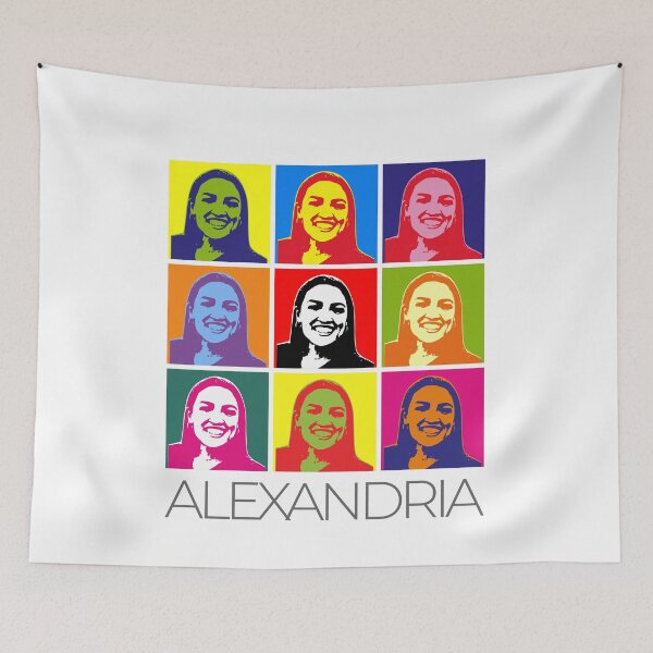 Item preview, Alexandria Ocasio-Cortez pop-art poster portrait designed and sold by CMYKStudio.