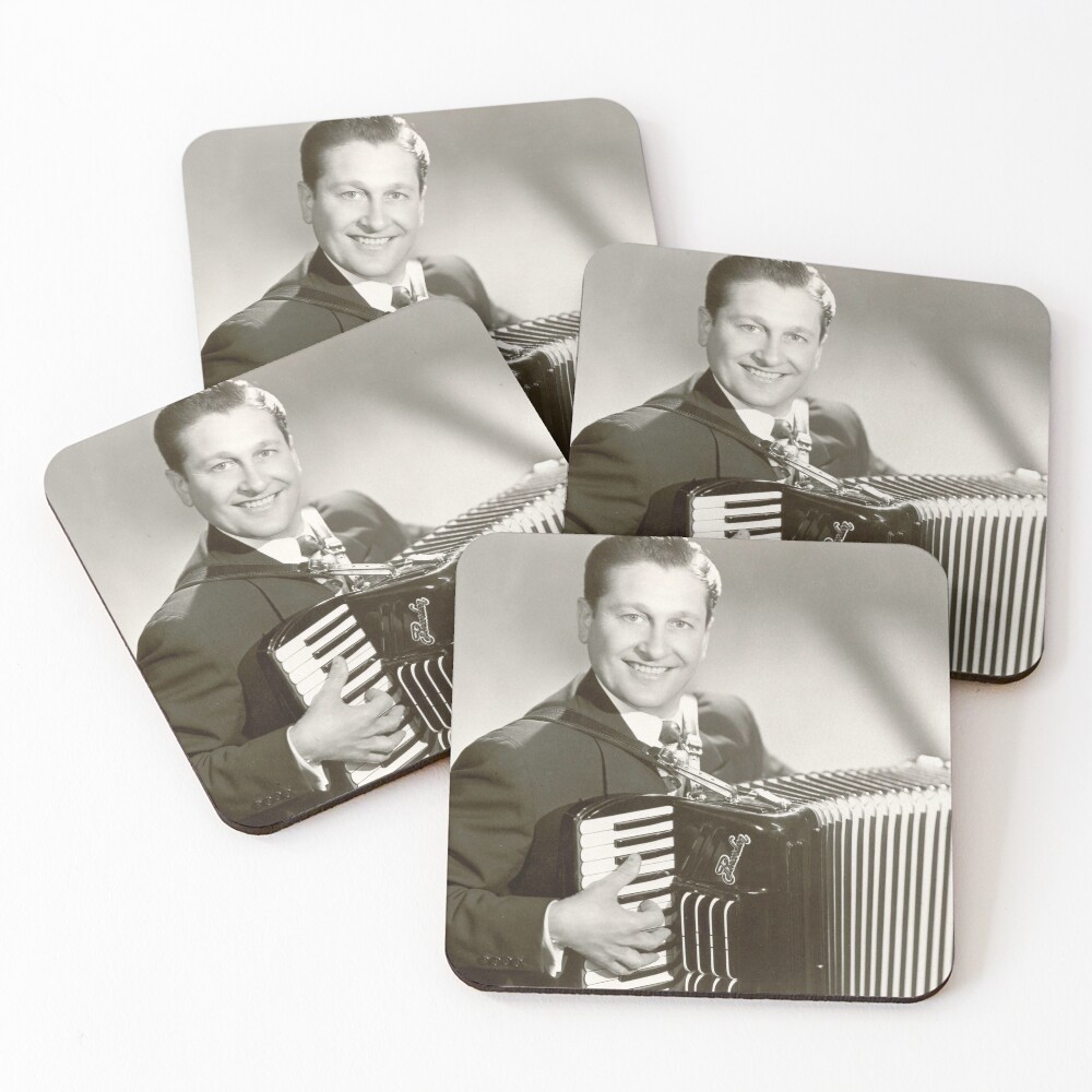 Lawrence Welk B&W photo with accordion Coasters (Set of 4)