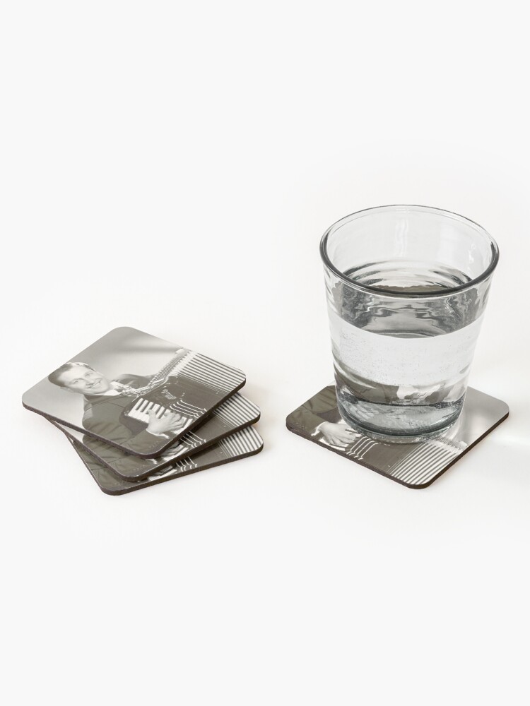 Alternate view of Lawrence Welk B&W photo with accordion Coasters (Set of 4)