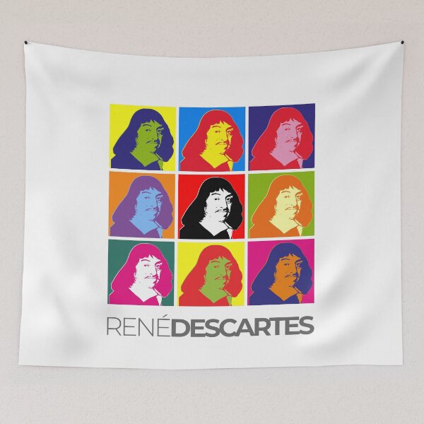 Item preview, René Descartes pop-art poster portrait designed and sold by CMYKStudio.