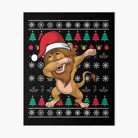 Dabbing Santa Lion Ugly Christmas Xmas Art Board Print