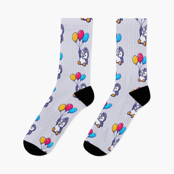 Item preview, Cute Penguin Flying With Balloons Cartoon designed and sold by artPS.