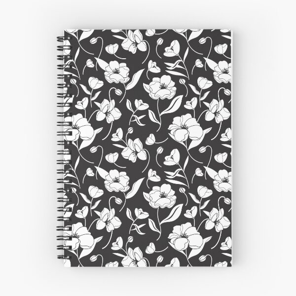 Item preview, White flowers on black seamless pattern designed and sold by Riga Sutherland.