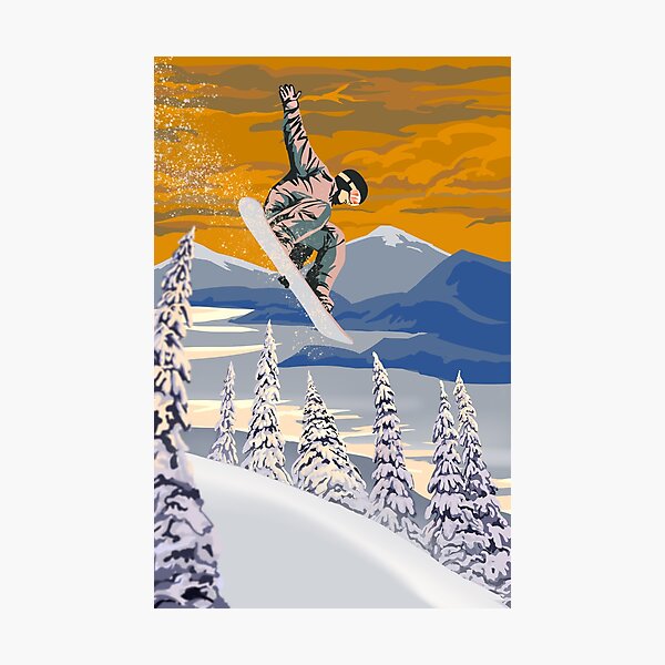 Retro style Snowboard poster art Photographic Print