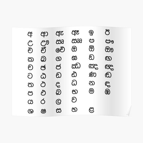"Sinhala Alphabet " Poster by ionizec Redbubble