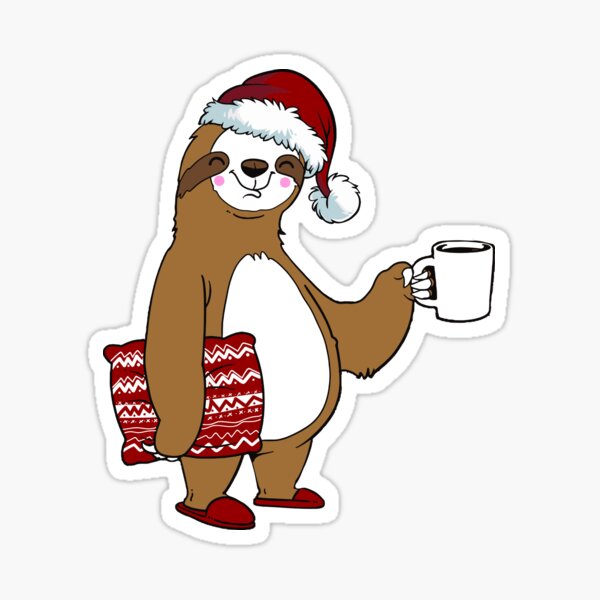 Funny Merry Christmas Sloth Sticker