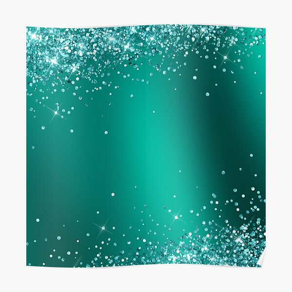 Christmas Lover Elegant Teal Holographic Glitter Effect Printed Texture Poster