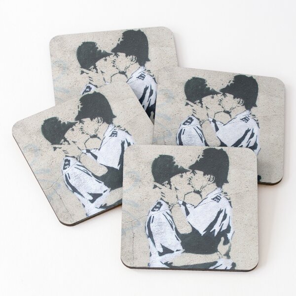 Item preview, Banksy Kissing Coppers Stencil Graffiti designed and sold by WE-ARE-BANKSY.