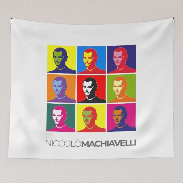 Item preview, Niccolò Machiavelli pop-art poster portrait designed and sold by CMYKStudio.