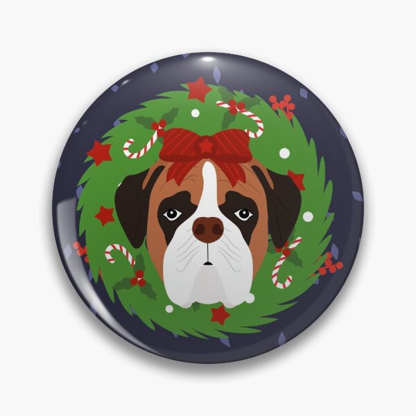 Item preview, Boxer Dog Christmas Wreath designed and sold by Lulupainting.