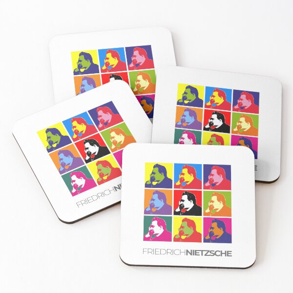 Item preview, Friedrich Nietzsche pop-art poster portrait designed and sold by CMYKStudio.