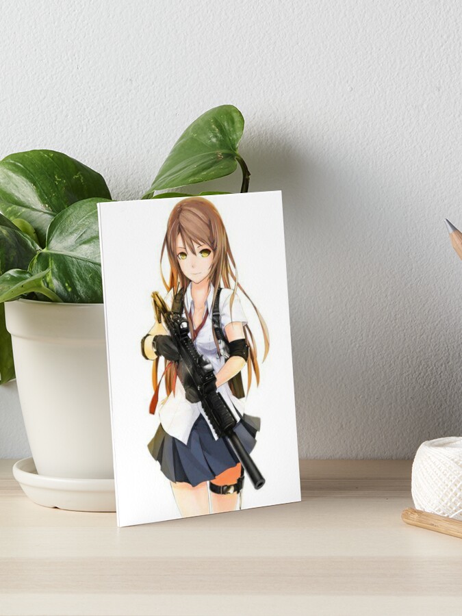 Anime Girl With Gun Valentine Art Board Print By Meghaachar1234 Redbubble