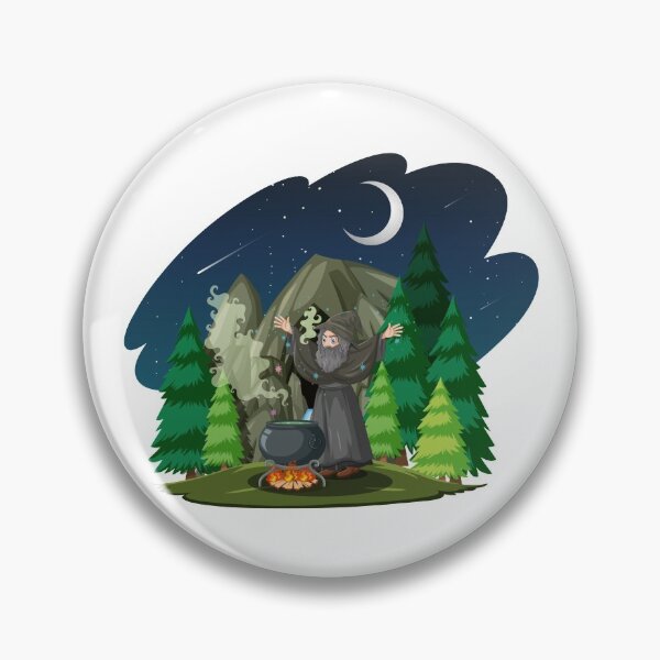 Item preview, Old Wizard With Black Magic Pot Forest Cartoon  designed and sold by artPS.