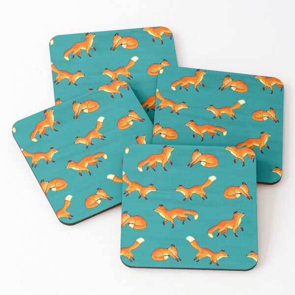 Item preview, Free Frolicking Foxes on Teal  designed and sold by TigaTiga.