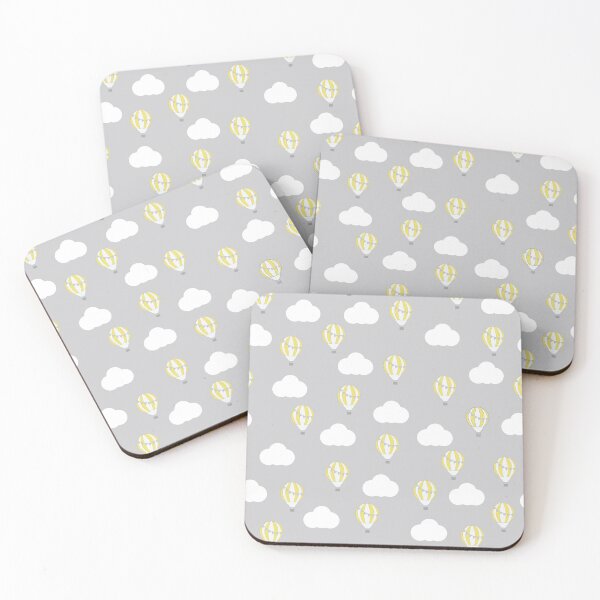Item preview, Grey with Lemon Hot Air Balloons and Clouds Design designed and sold by shadowbright.