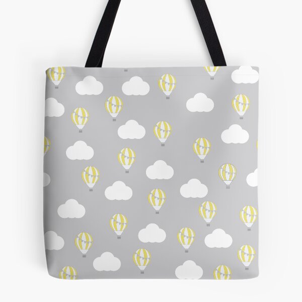 Item preview, Grey with Lemon Hot Air Balloons and Clouds Design designed and sold by shadowbright.