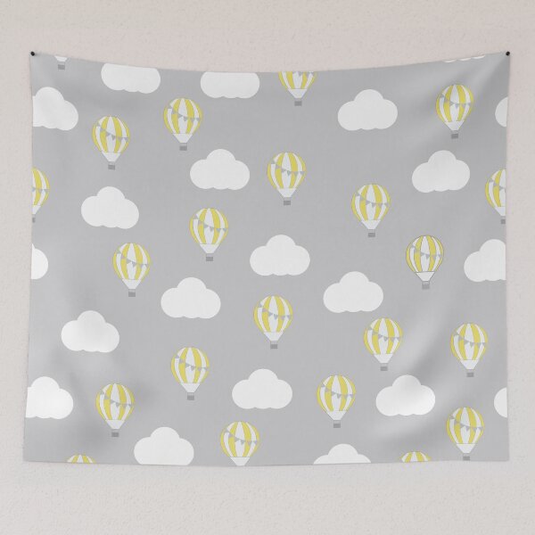 Item preview, Grey with Lemon Hot Air Balloons and Clouds Design designed and sold by shadowbright.