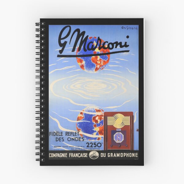 Aperçu de l'œuvre retro g marconi fidele reflet des ondes la voix de son maitre compagnie francaise du gramophone vintage reclame créée et vendue par CorasPosters.
