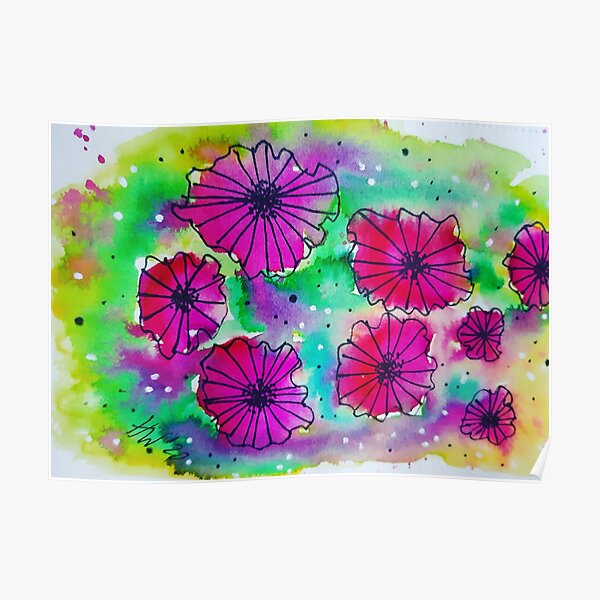 Pink flowers Pura Vida Poster