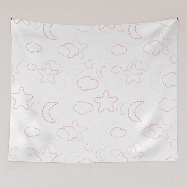 Item preview, Red Nursery Stars Moon Clouds Pattern designed and sold by everything4eva.