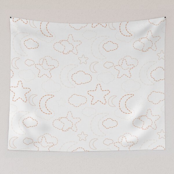 Item preview, Orange Nursery Stars Moon Clouds Pattern designed and sold by everything4eva.