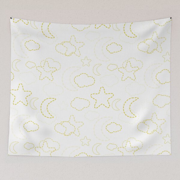 Item preview, Yellow Nursery Stars Moon Clouds Pattern designed and sold by everything4eva.