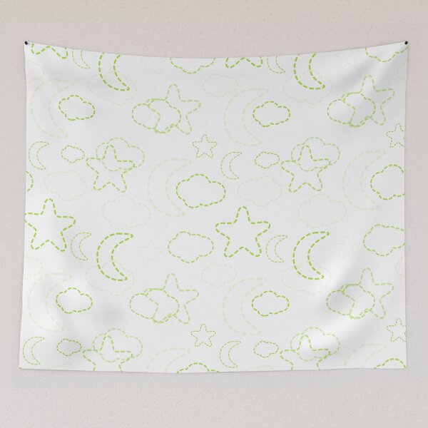 Item preview, Lime Green Nursery Stars Moon Clouds Pattern designed and sold by everything4eva.