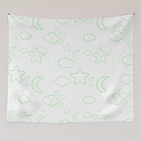 Item preview, Green Nursery Stars Moon Clouds Pattern designed and sold by everything4eva.