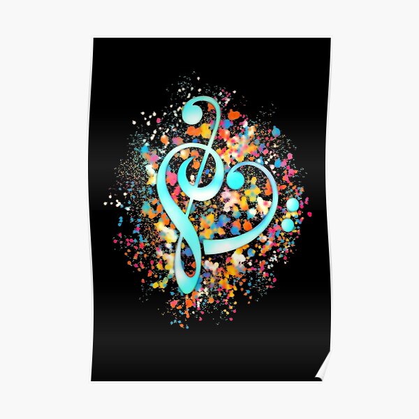Heartbeat Musik Herz Notenschlüssel Bassschlüssel Noten Musiknoten Poster