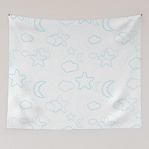 Item preview, Blue Nursery Stars Moon Clouds Pattern designed and sold by everything4eva.