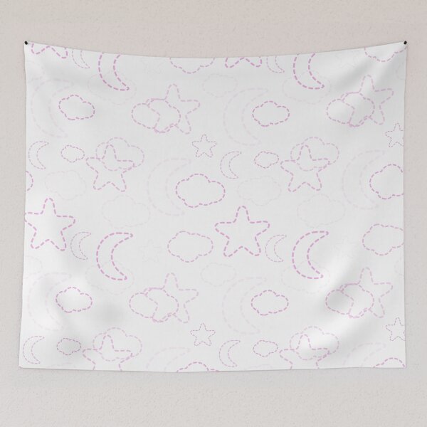 Item preview, Hot Pink Nursery Stars Moon Clouds Pattern designed and sold by everything4eva.